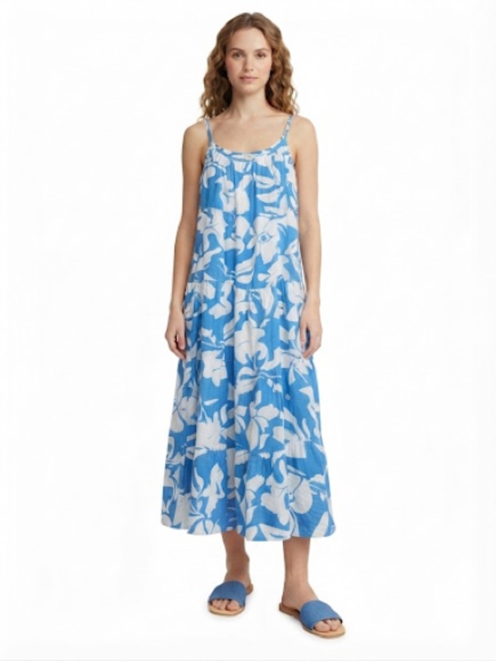 Haver London Blue and White Floral Maxi Dress